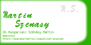 martin szenasy business card