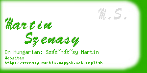 martin szenasy business card